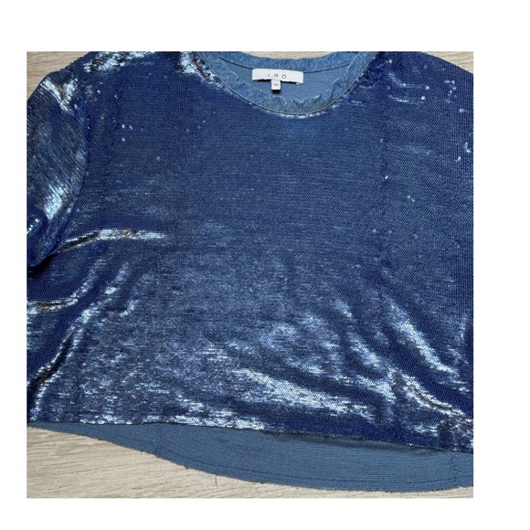 ‼️WOW‼️IRO Sequins Blue Crop Top Size 38 - Picture 10 of 10
